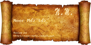 Neer Máté névjegykártya